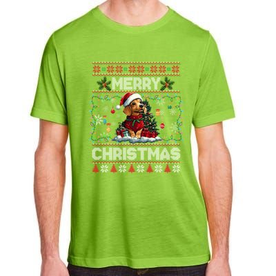 Dachshund Christmas Tree Lights Decorations Dog Lover Xmas Adult ChromaSoft Performance T-Shirt