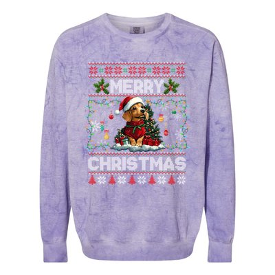 Dachshund Christmas Tree Lights Decorations Dog Lover Xmas Colorblast Crewneck Sweatshirt