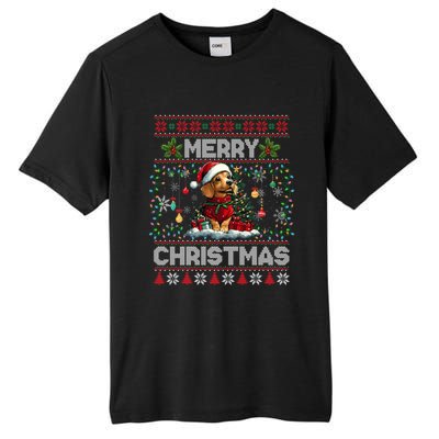 Dachshund Christmas Tree Lights Decorations Dog Lover Xmas Tall Fusion ChromaSoft Performance T-Shirt