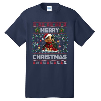 Dachshund Christmas Tree Lights Decorations Dog Lover Xmas Tall T-Shirt