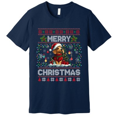 Dachshund Christmas Tree Lights Decorations Dog Lover Xmas Premium T-Shirt