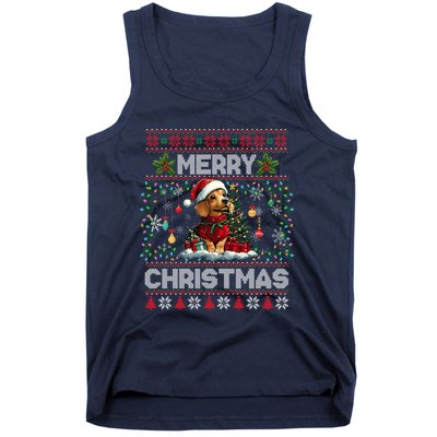 Dachshund Christmas Tree Lights Decorations Dog Lover Xmas Tank Top