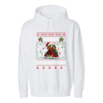 Dachshund Christmas Tree Lights Decorations Dog Lover Xmas Garment-Dyed Fleece Hoodie