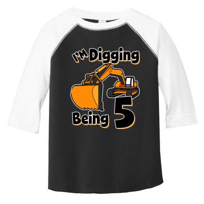 Digger Construction Truck 5th Birthday Truck 5 Year Old Toddler Fine Jersey T-Shirt