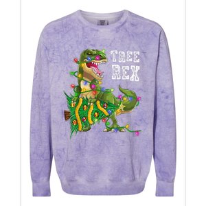 Dinosaur Christmas Tree Rex Family Matching Funny Gift Colorblast Crewneck Sweatshirt