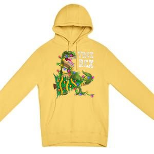 Dinosaur Christmas Tree Rex Family Matching Funny Gift Premium Pullover Hoodie