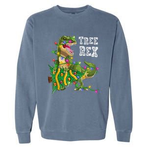 Dinosaur Christmas Tree Rex Family Matching Funny Gift Garment-Dyed Sweatshirt