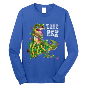 Dinosaur Christmas Tree Rex Family Matching Funny Gift Long Sleeve Shirt