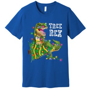 Dinosaur Christmas Tree Rex Family Matching Funny Gift Premium T-Shirt