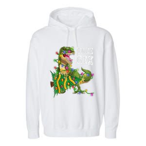 Dinosaur Christmas Tree Rex Family Matching Funny Gift Garment-Dyed Fleece Hoodie