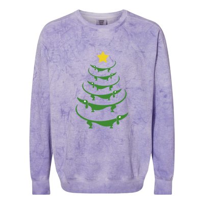 Dachshund Christmas Tree Colorblast Crewneck Sweatshirt