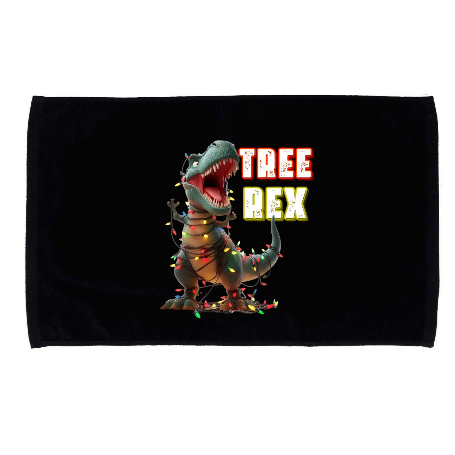 Dinosaur Christmas Tree Rex Xmas Lights Gift Microfiber Hand Towel