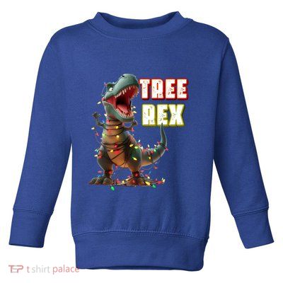 Dinosaur Christmas Tree Rex Xmas Lights Gift Toddler Sweatshirt