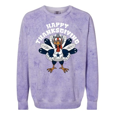 Dallas Cowboys Turkey Happy Thanksgiving Colorblast Crewneck Sweatshirt