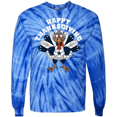 Dallas Cowboys Turkey Happy Thanksgiving Tie-Dye Long Sleeve Shirt