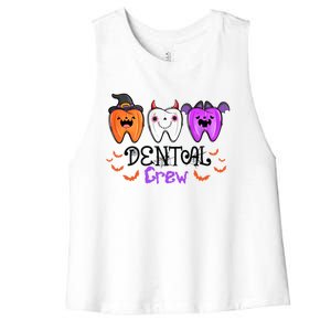 Dental Crew Tooth Halloween Funny Dentist Assistant Meaningful Gift Women's Racerback Cropped Tank