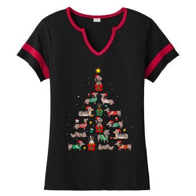 Dachshund Christmas Tree Wiener Dog Lover Christmas Ladies Halftime Notch Neck Tee