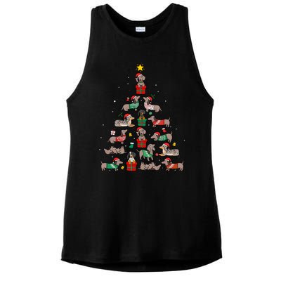 Dachshund Christmas Tree Wiener Dog Lover Christmas Ladies PosiCharge Tri-Blend Wicking Tank