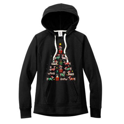 Dachshund Christmas Tree Wiener Dog Lover Christmas Women's Fleece Hoodie