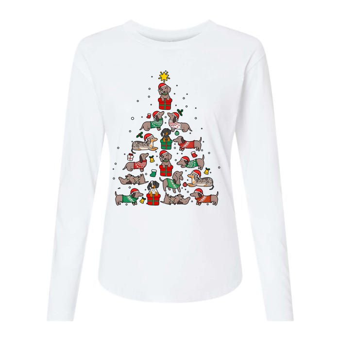 Dachshund Christmas Tree Wiener Dog Lover Christmas Womens Cotton Relaxed Long Sleeve T-Shirt