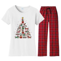 Dachshund Christmas Tree Wiener Dog Lover Christmas Women's Flannel Pajama Set