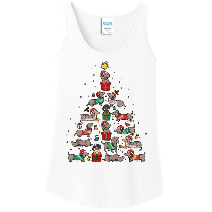 Dachshund Christmas Tree Wiener Dog Lover Christmas Ladies Essential Tank