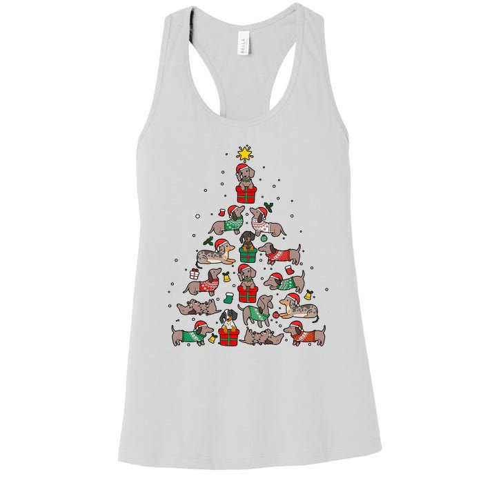 Dachshund Christmas Tree Wiener Dog Lover Christmas Women's Racerback Tank