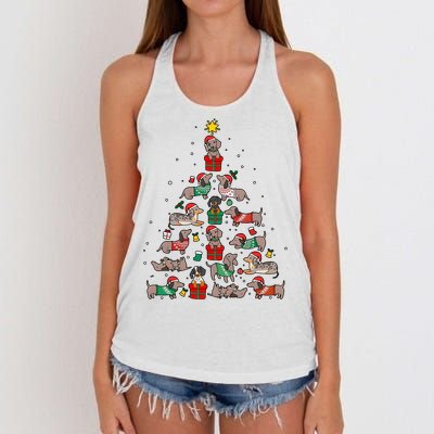 Dachshund Christmas Tree Wiener Dog Lover Christmas Women's Knotted Racerback Tank