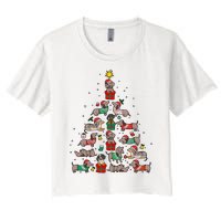 Dachshund Christmas Tree Wiener Dog Lover Christmas Women's Crop Top Tee