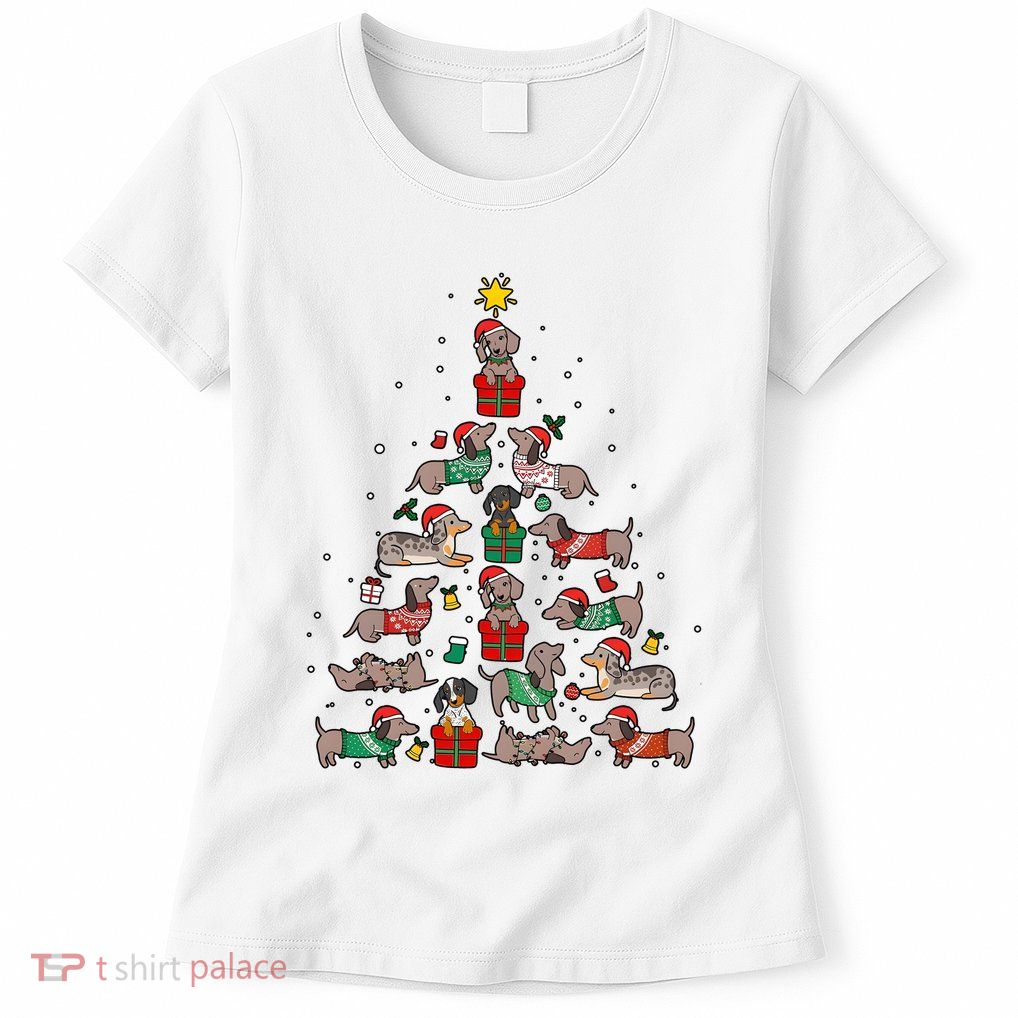 Dachshund Christmas Tree Wiener Dog Lover Christmas Womens T-Shirt