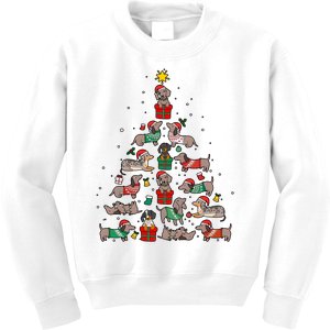 Dachshund Christmas Tree Wiener Dog Lover Christmas Kids Sweatshirt