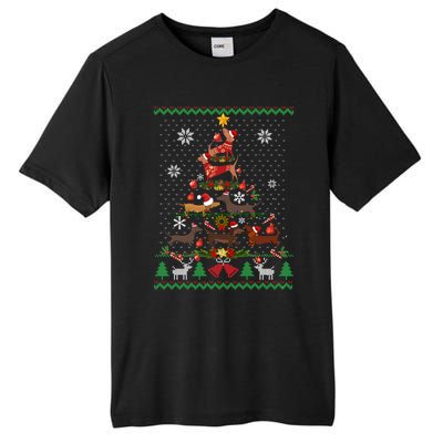 Dachshund Christmas Tree Ugly Sweater Doxie Santa Ornats Gift Tall Fusion ChromaSoft Performance T-Shirt