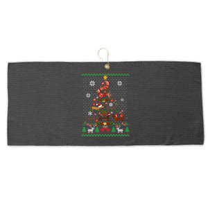 Dachshund Christmas Tree Ugly Sweater Doxie Santa Ornats Gift Large Microfiber Waffle Golf Towel