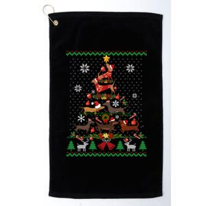 Dachshund Christmas Tree Ugly Sweater Doxie Santa Ornats Gift Platinum Collection Golf Towel