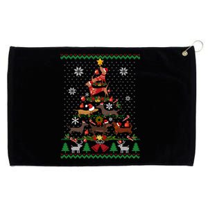 Dachshund Christmas Tree Ugly Sweater Doxie Santa Ornats Gift Grommeted Golf Towel