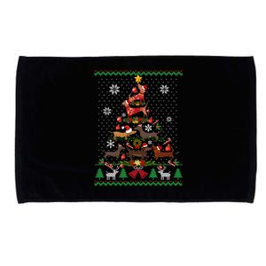 Dachshund Christmas Tree Ugly Sweater Doxie Santa Ornats Gift Microfiber Hand Towel