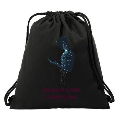 Digital Chains The Paradox Of Tech Empowerment Drawstring Bag