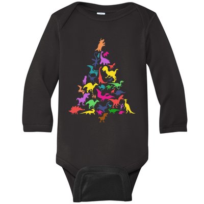 Dinosaur Christmas Tree TRex Idea Dino Xmas Outfit Baby Long Sleeve Bodysuit