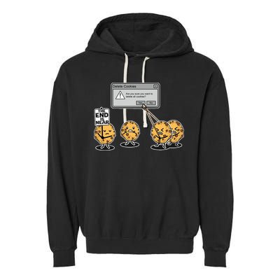 Deleting Cookies The End Is Near Funny Garment-Dyed Fleece Hoodie