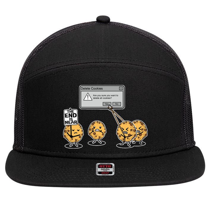 Deleting Cookies The End Is Near Funny 7 Panel Mesh Trucker Snapback Hat