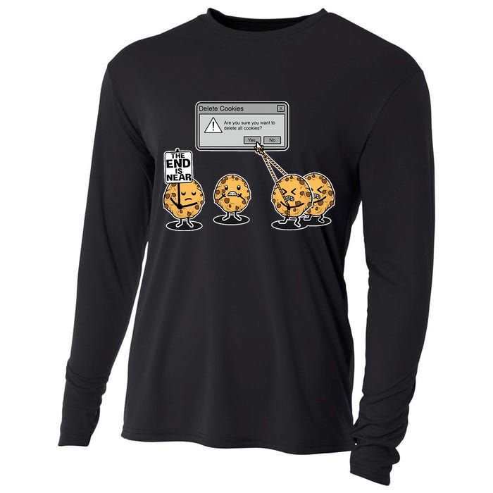 Deleting Cookies The End Is Near Funny Cooling Performance Long Sleeve Crew