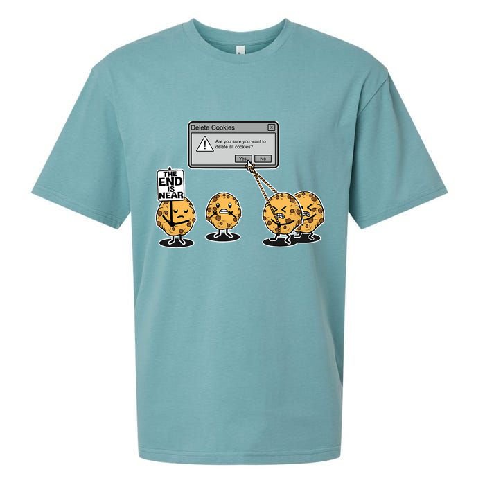 Deleting Cookies The End Is Near Funny Sueded Cloud Jersey T-Shirt