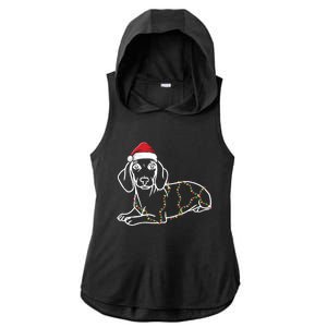 Dachshund Christmas Tree Lights Xmas Cute Dog Doxie Puppy Cool Gift Ladies PosiCharge Tri-Blend Wicking Draft Hoodie Tank