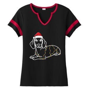 Dachshund Christmas Tree Lights Xmas Cute Dog Doxie Puppy Cool Gift Ladies Halftime Notch Neck Tee