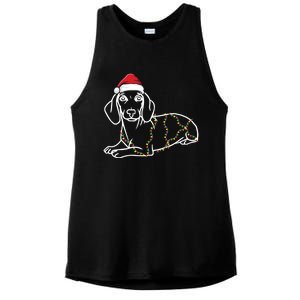 Dachshund Christmas Tree Lights Xmas Cute Dog Doxie Puppy Cool Gift Ladies PosiCharge Tri-Blend Wicking Tank