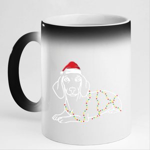 Dachshund Christmas Tree Lights Xmas Cute Dog Doxie Puppy Cool Gift 11oz Black Color Changing Mug