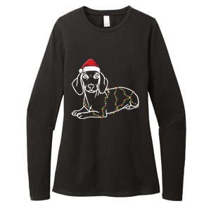 Dachshund Christmas Tree Lights Xmas Cute Dog Doxie Puppy Cool Gift Womens CVC Long Sleeve Shirt