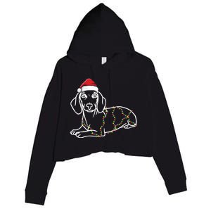 Dachshund Christmas Tree Lights Xmas Cute Dog Doxie Puppy Cool Gift Crop Fleece Hoodie