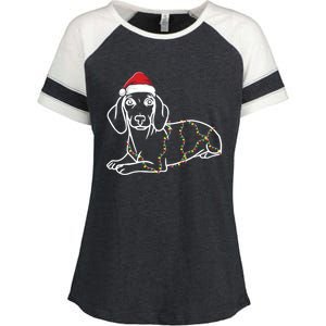 Dachshund Christmas Tree Lights Xmas Cute Dog Doxie Puppy Cool Gift Enza Ladies Jersey Colorblock Tee