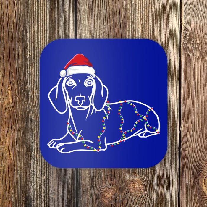 Dachshund Christmas Tree Lights Xmas Cute Dog Doxie Puppy Cool Gift Coaster